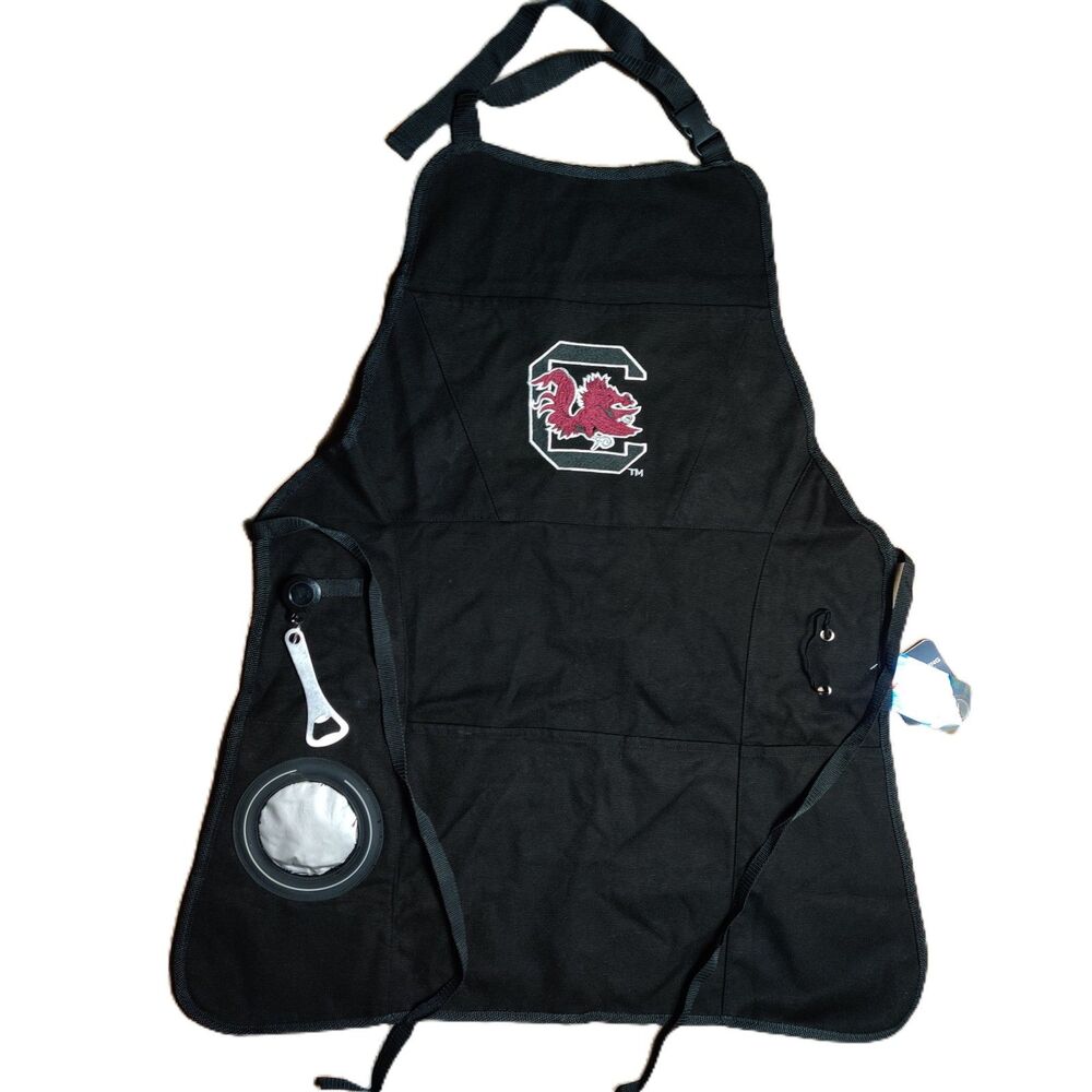 South Carolina Gamecocks USC Grilling Apron Black BBQ Tailgate Bottle Opener NWT